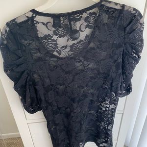Black sheer stretch lace top